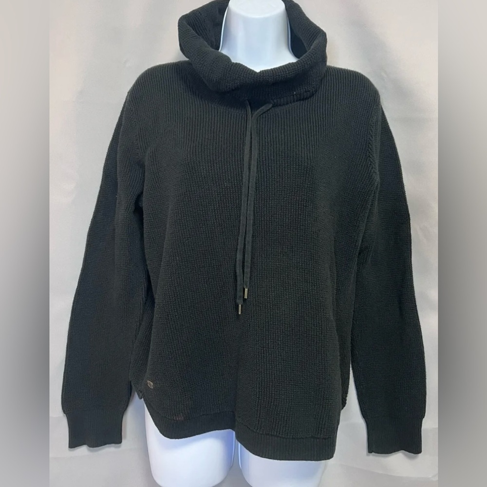Lauren Ralph Lauren Women's Waffle Knit Neck Top 100% Cotton Black  XL‎